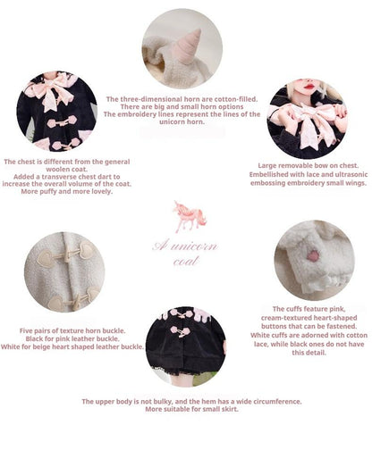 Forest Fluorescent Carps - Sweet Lolita Winter Coat Unicorn and Rabbit Ear Coat