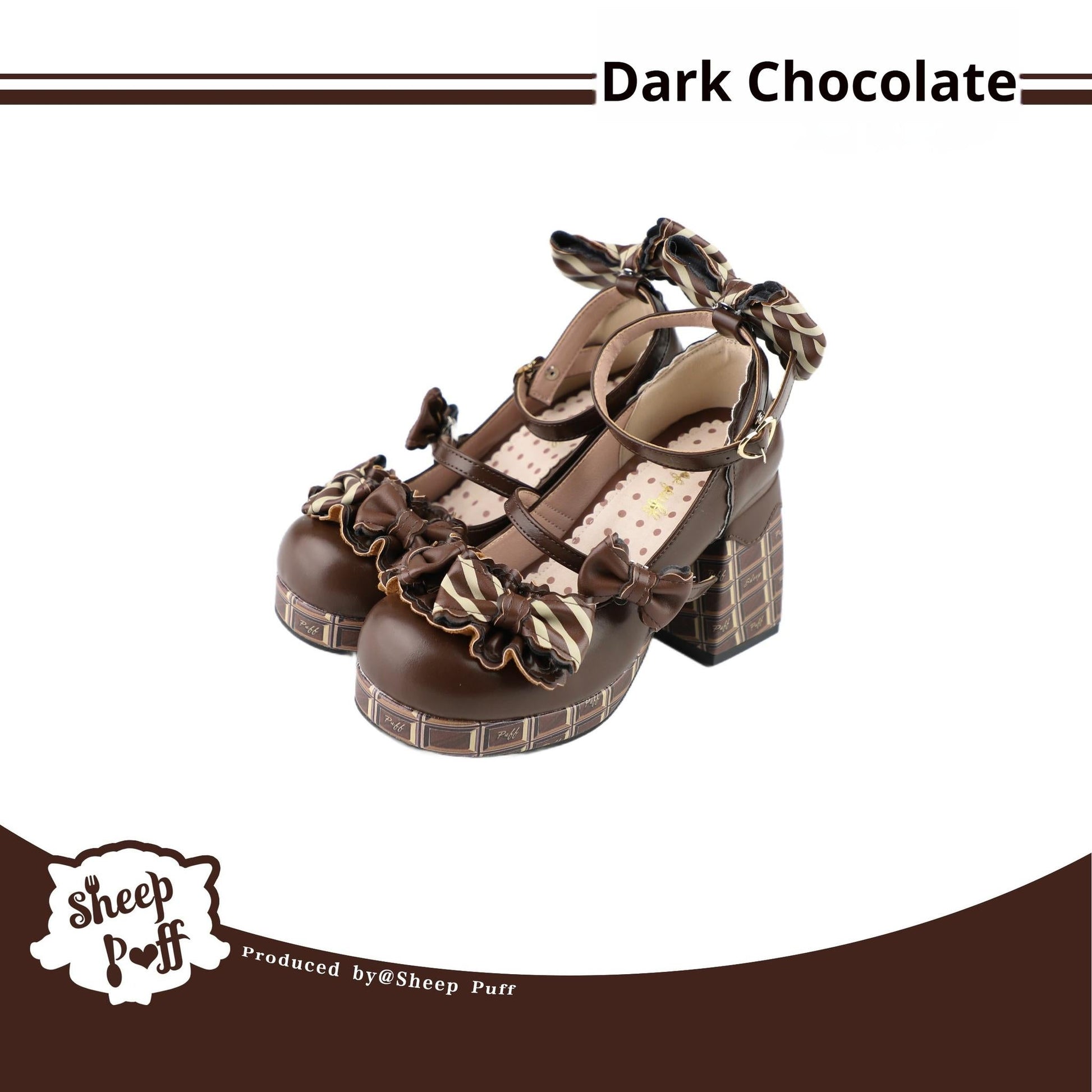 Sheep Puff - Layered Pastry - Sweet Lolita High Heel Shoes Chocolate Prints Shoes