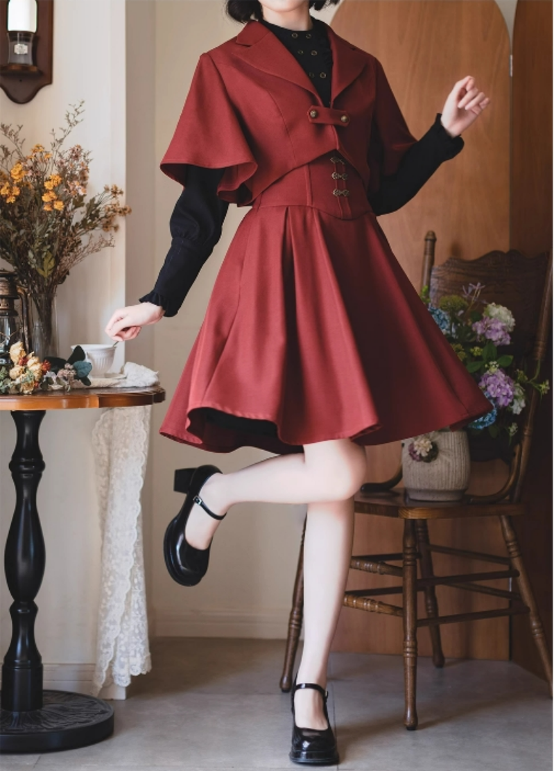 Forest Wardrobe - Vintage Lolita Fishbone Halter SK, Autumn Jacket