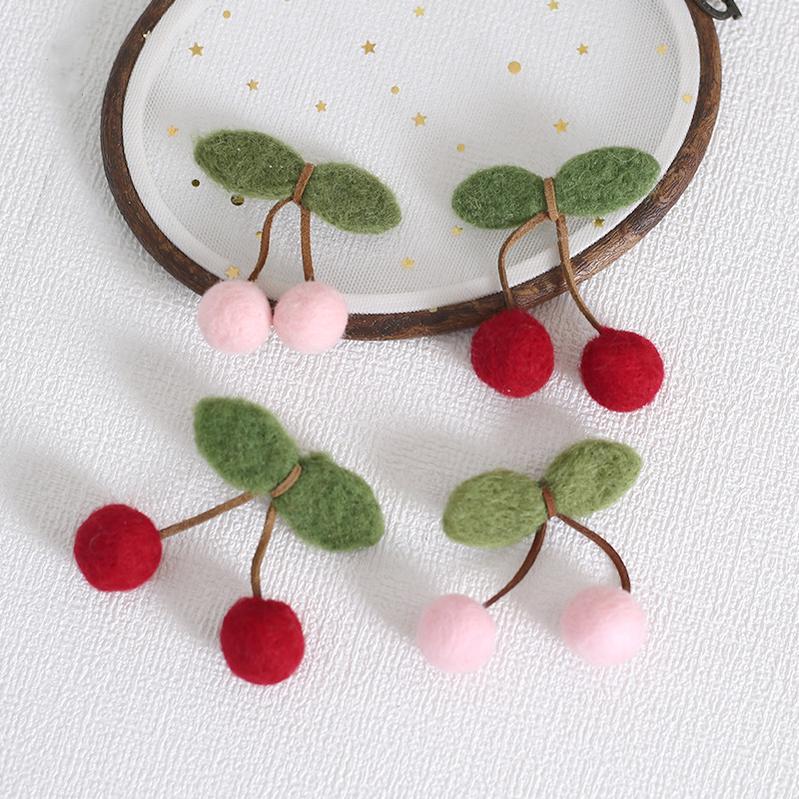 Xiaogui - Handmade Kawaii Wool Felt Cherry Clips