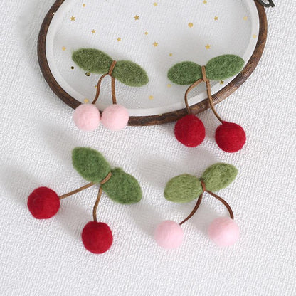 Xiaogui - Handmade Kawaii Wool Felt Cherry Clips