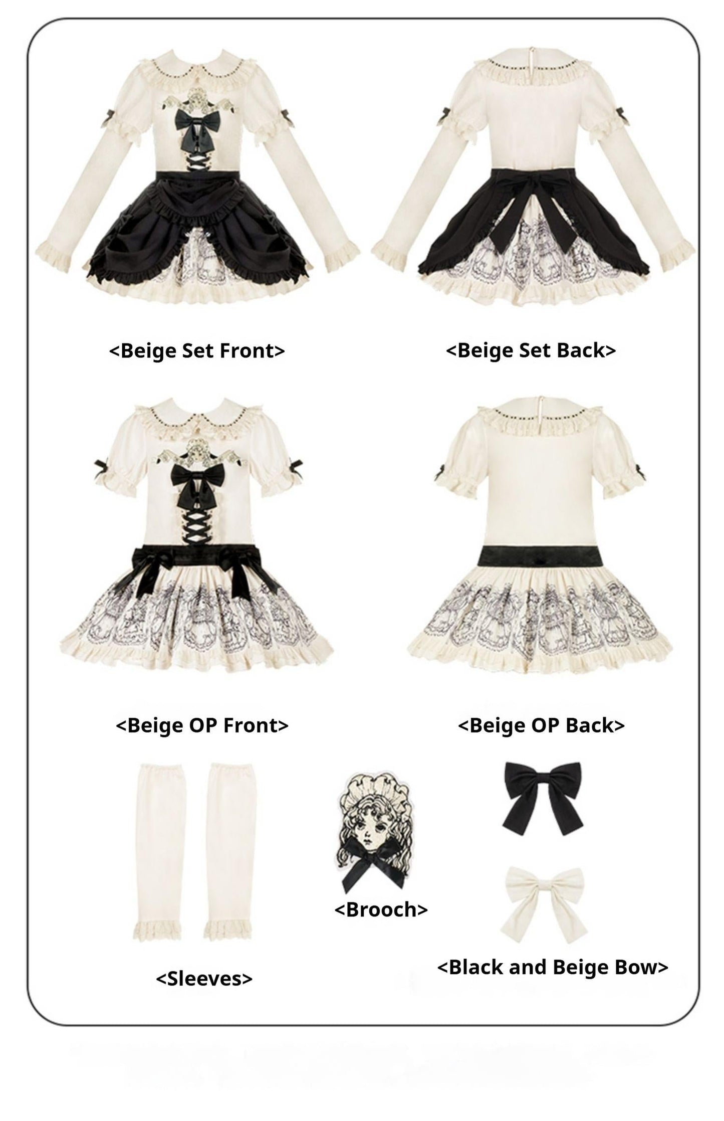 With PUJI - Doll Night - Vintage Twin Lolita OP Dress Embroidered Doll Dress