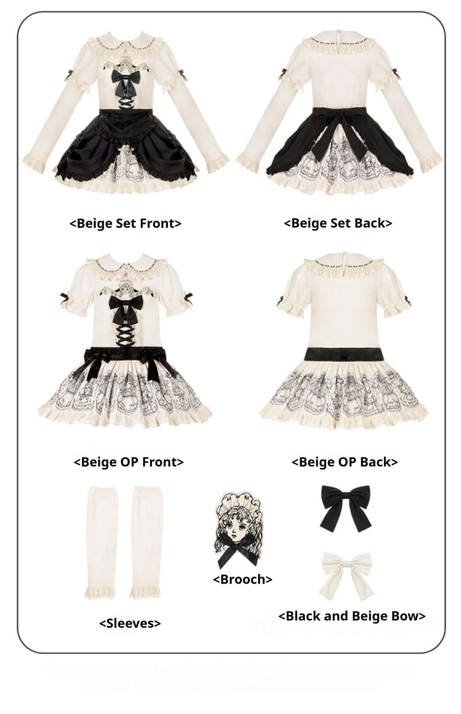 With PUJI - Doll Night - Vintage Twin Lolita OP Dress Embroidered Doll Dress