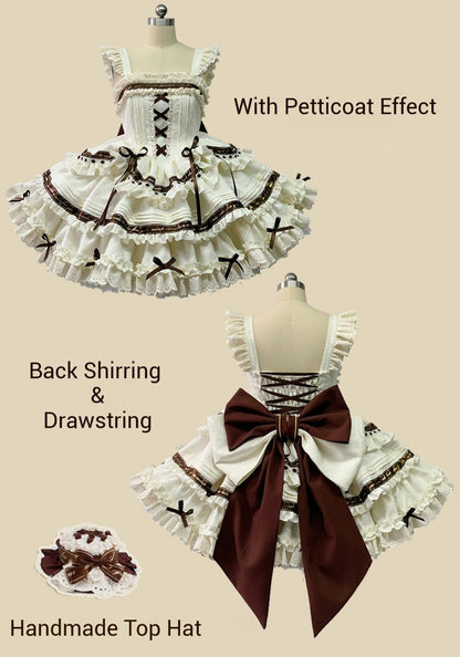 Chubby Cat Diary - Chocolate Layer Cake - Plus Size Cotton Lolita Jumper Dress