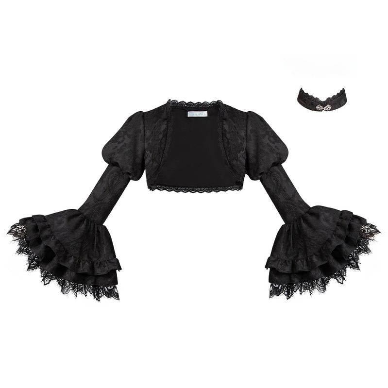 With PUJI - Letter and Poetry ﾂｷ Twilight - Black Gothic Lolita Skirt Set, Witch-Inspired