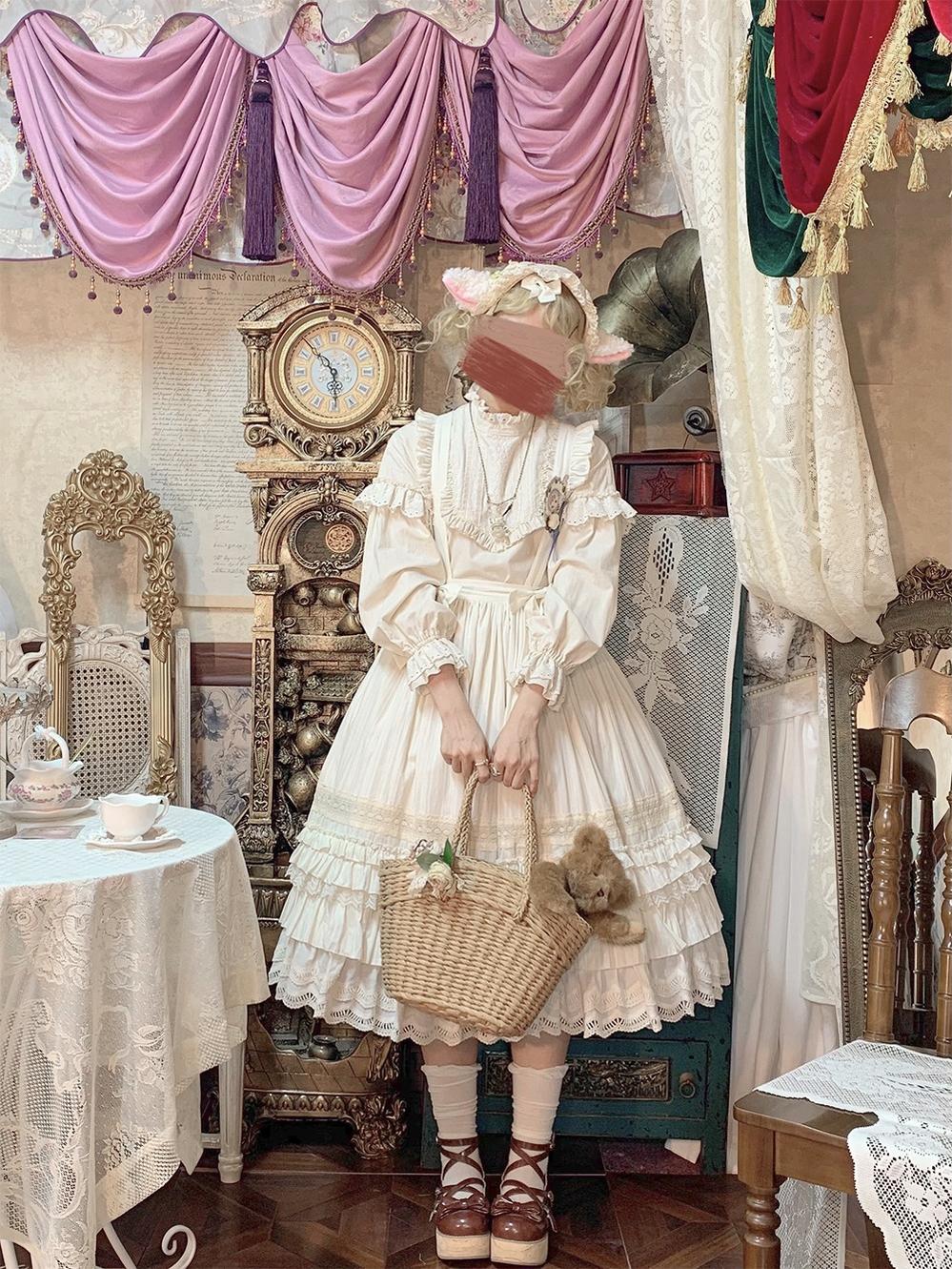 Miss Cube - Cool Sheep Whisper - Kawaii Retro Lolita SK with Detachable Suspenders