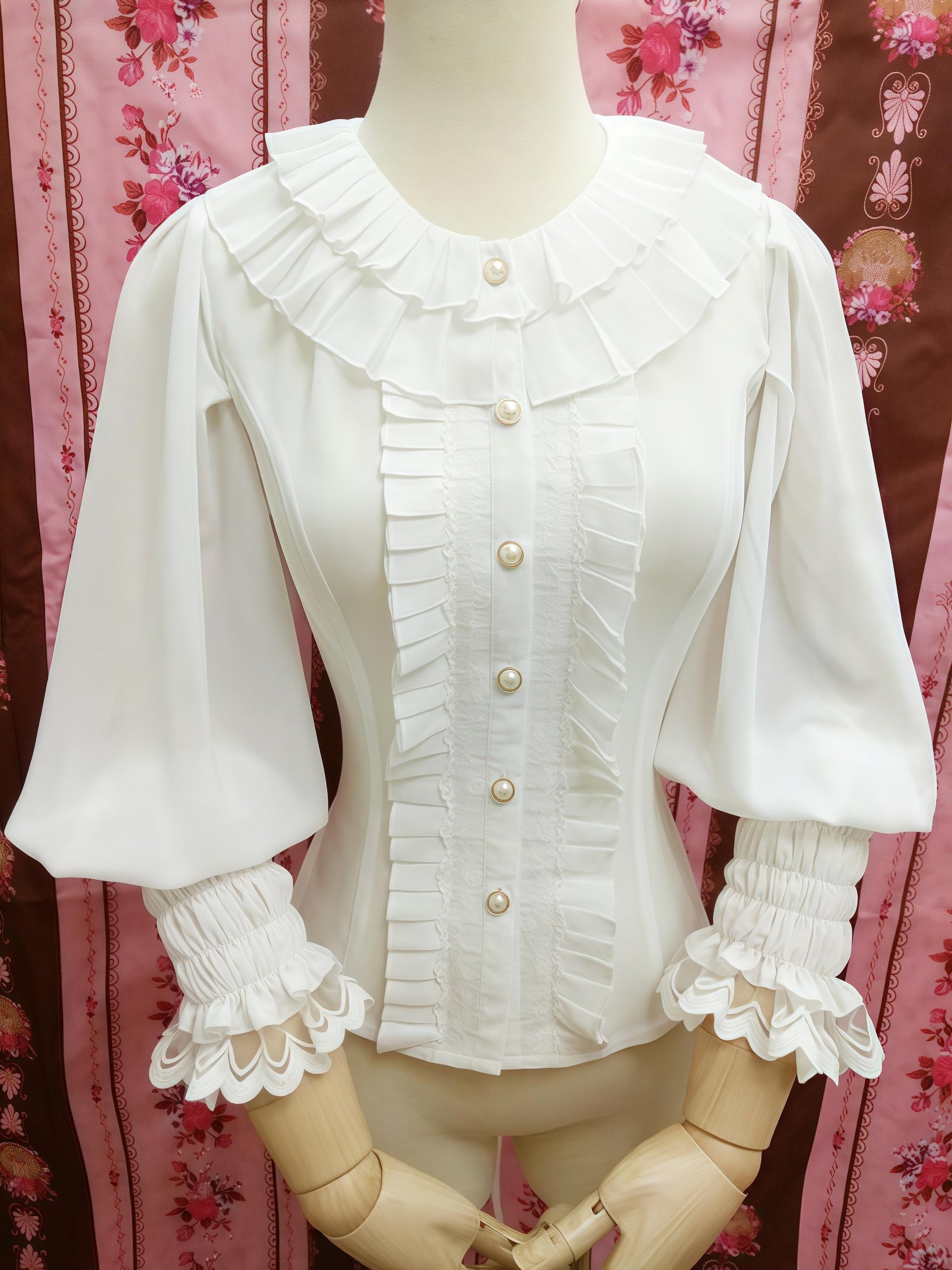 Yilia - Classic Lolita Chiffon Blouse, Bishop Sleeves