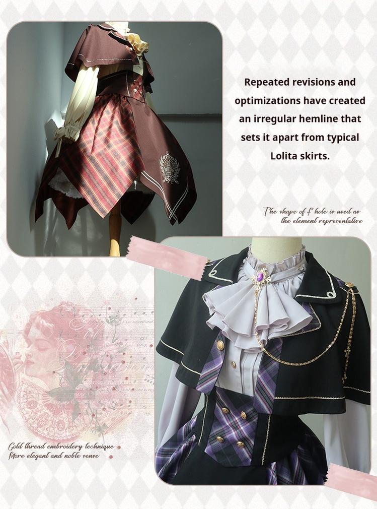 Forest Fluorescent Carps - Queen's Game - Military Lolita OP, Ouji Plaid Lolita Dress Set