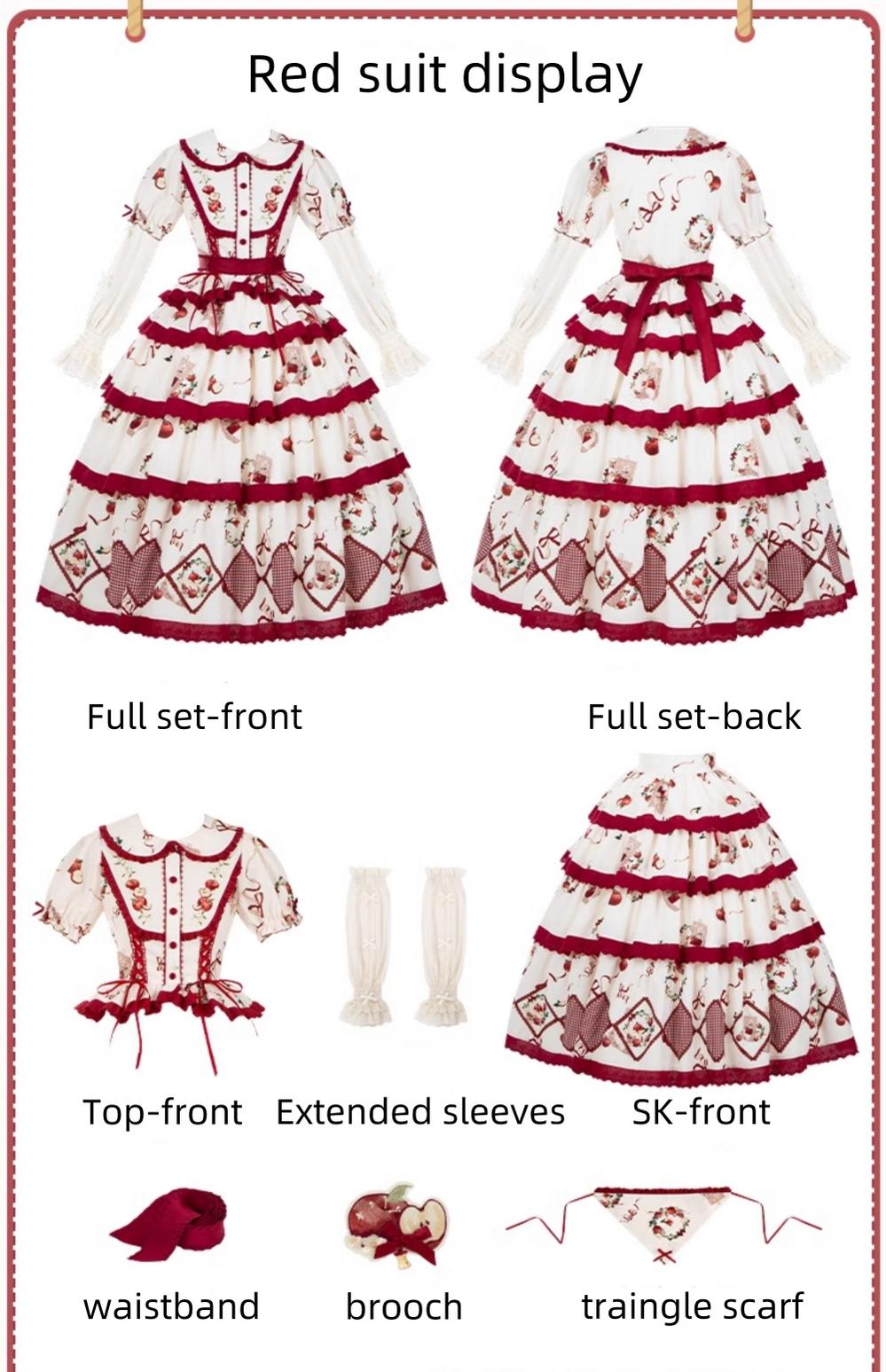 With PUJI - Apple Orchard - Country Lolita SK Embroidered Twins Lolita Top Skirt