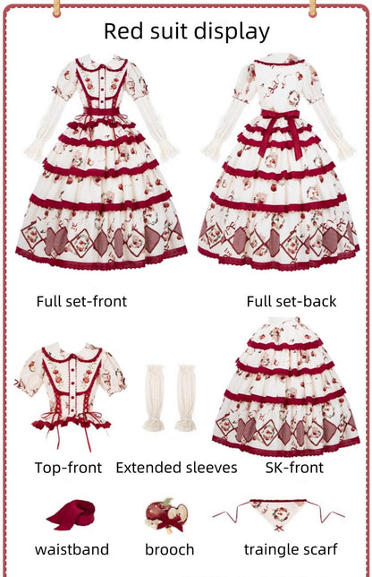 With PUJI - Apple Orchard - Country Lolita SK Embroidered Twins Lolita Top Skirt