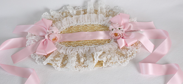 Xiaogui - Sweetie Zhi Fan - Country Lolita Lace French Straw Hat