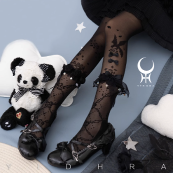 Yidhra - Nightingale and Rose - Elegant Lolita Stereo Flower Thin Tights
