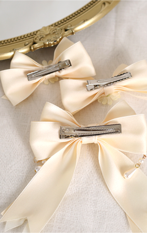 Xiaogui - Sweet Lolita Ivory Lace bow Hair Accessories