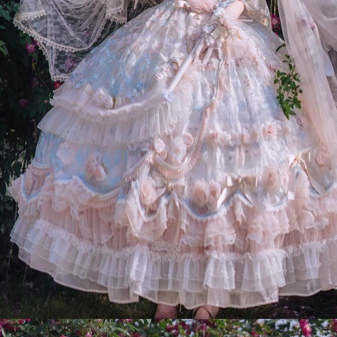 Cat Fairy - Rose Banquet - Wedding Lolita OP Dress Chiffon Princess Tea Party Dress
