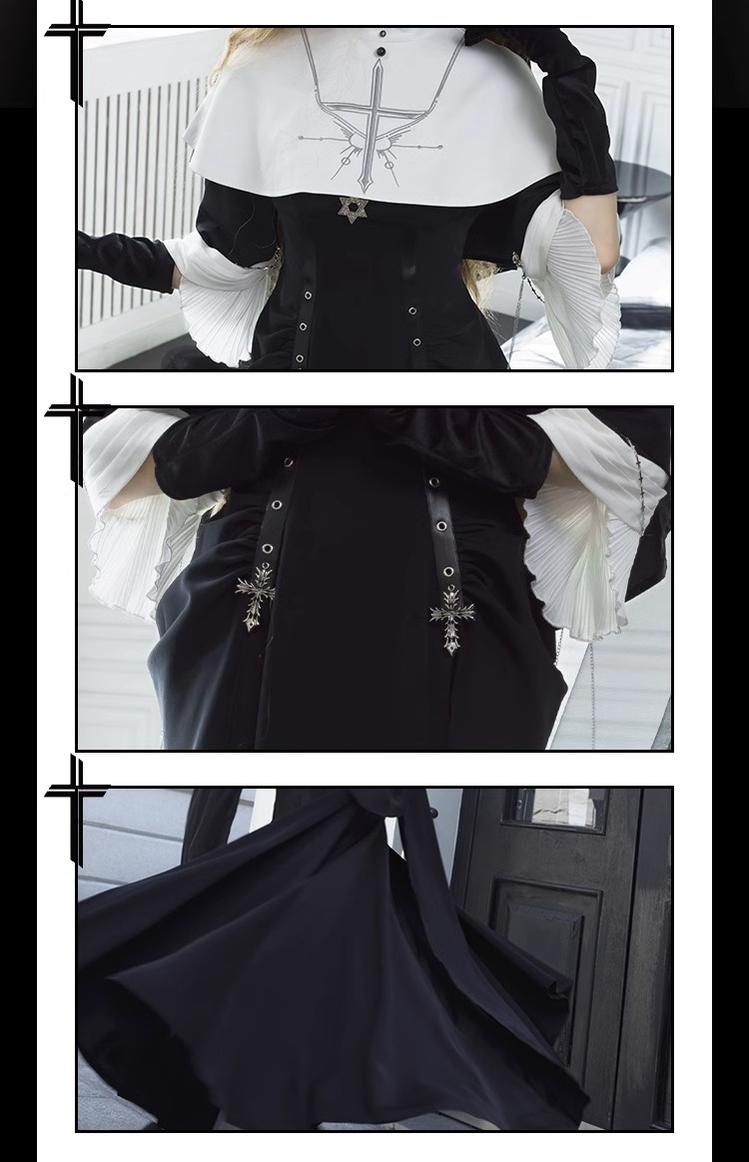 CHUNLV LOLITA - Night Cathedral - Halloween Nun Lolita OP Suit Gothic Dress Set