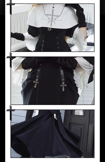 CHUNLV LOLITA - Night Cathedral - Halloween Nun Lolita OP Suit Gothic Dress Set