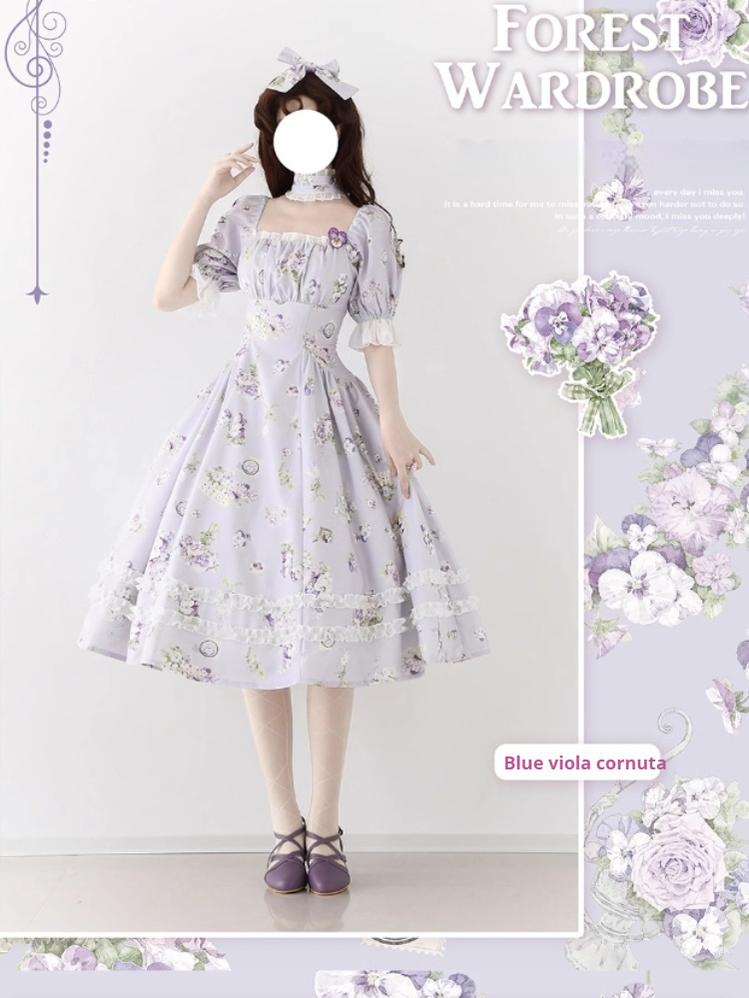 Forest Wardrobe - Forest Basket - Classic Lolita OP Dress Floral Print
