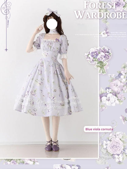 Forest Wardrobe - Forest Basket - Classic Lolita OP Dress Floral Print
