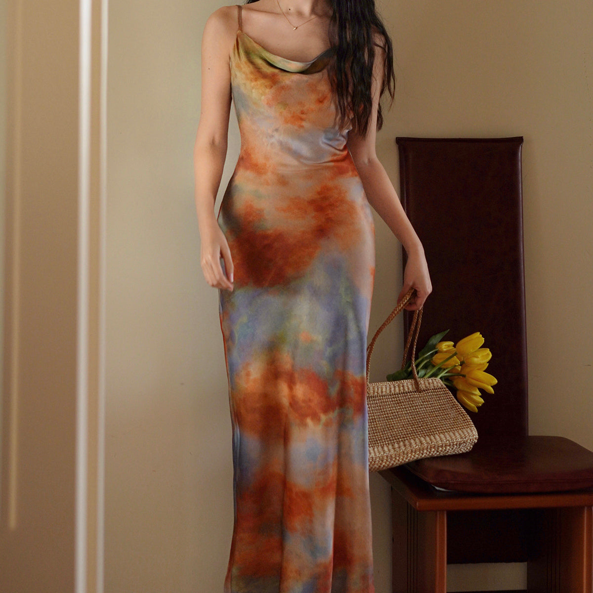 Art sunrise strap dress