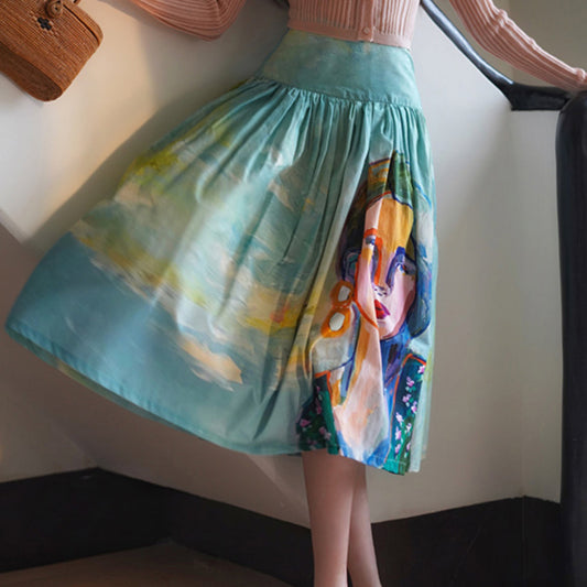 oil painting portrait umbrella skirt