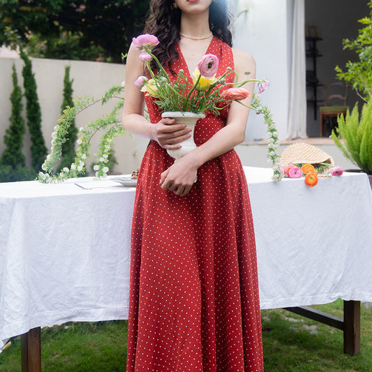 madder polka dot pattern sleeveless dress