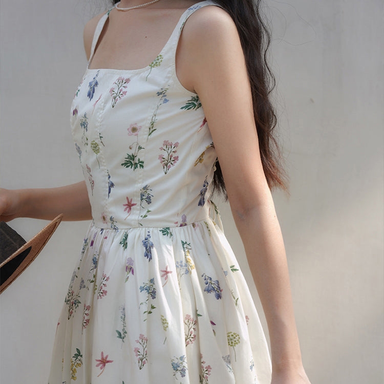 watercolor flower drawing strap dress