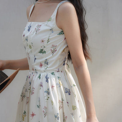 watercolor flower drawing strap dress