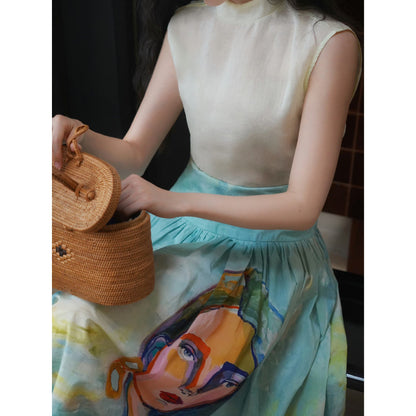 oil painting portrait umbrella skirt