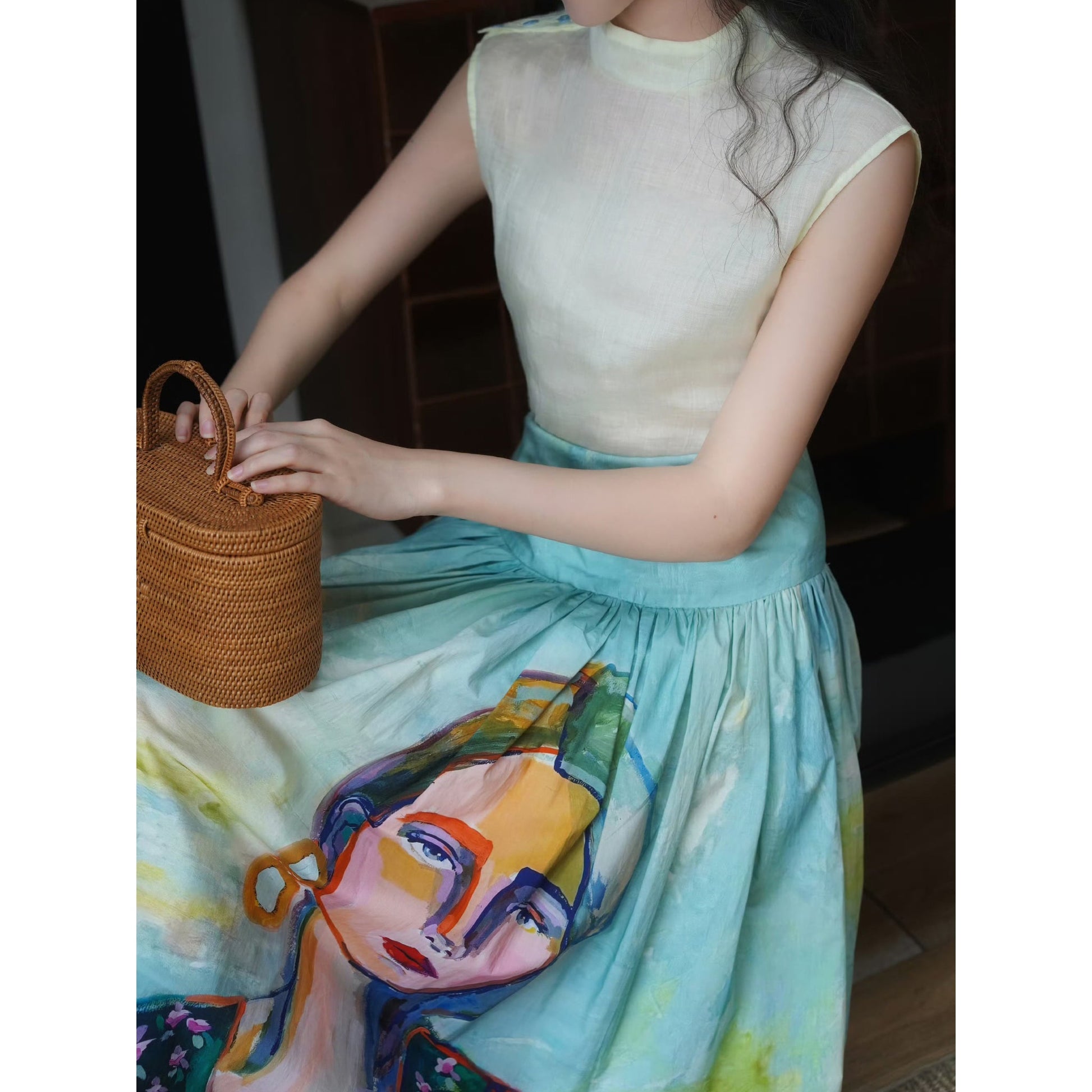 oil painting portrait umbrella skirt