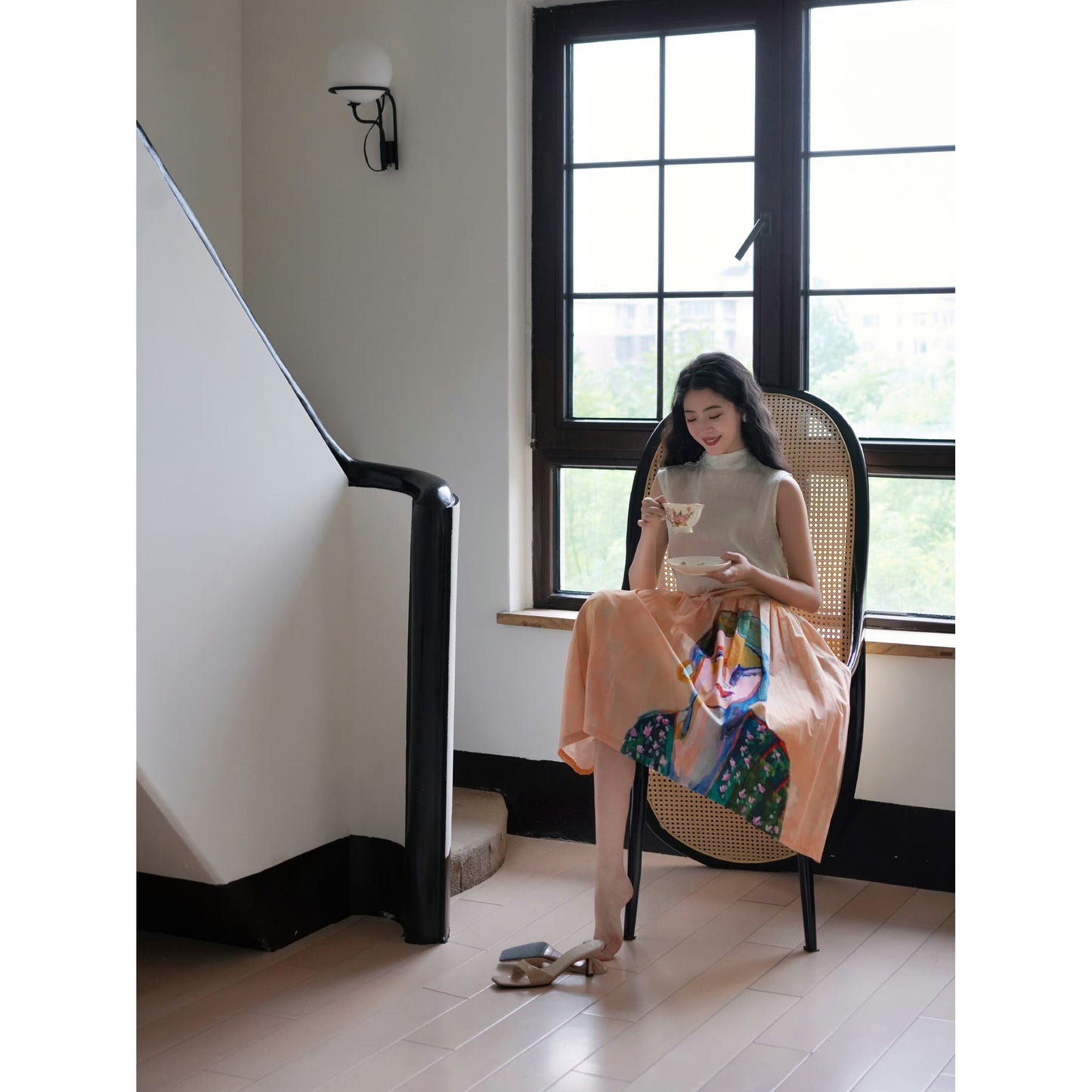 oil painting portrait umbrella skirt