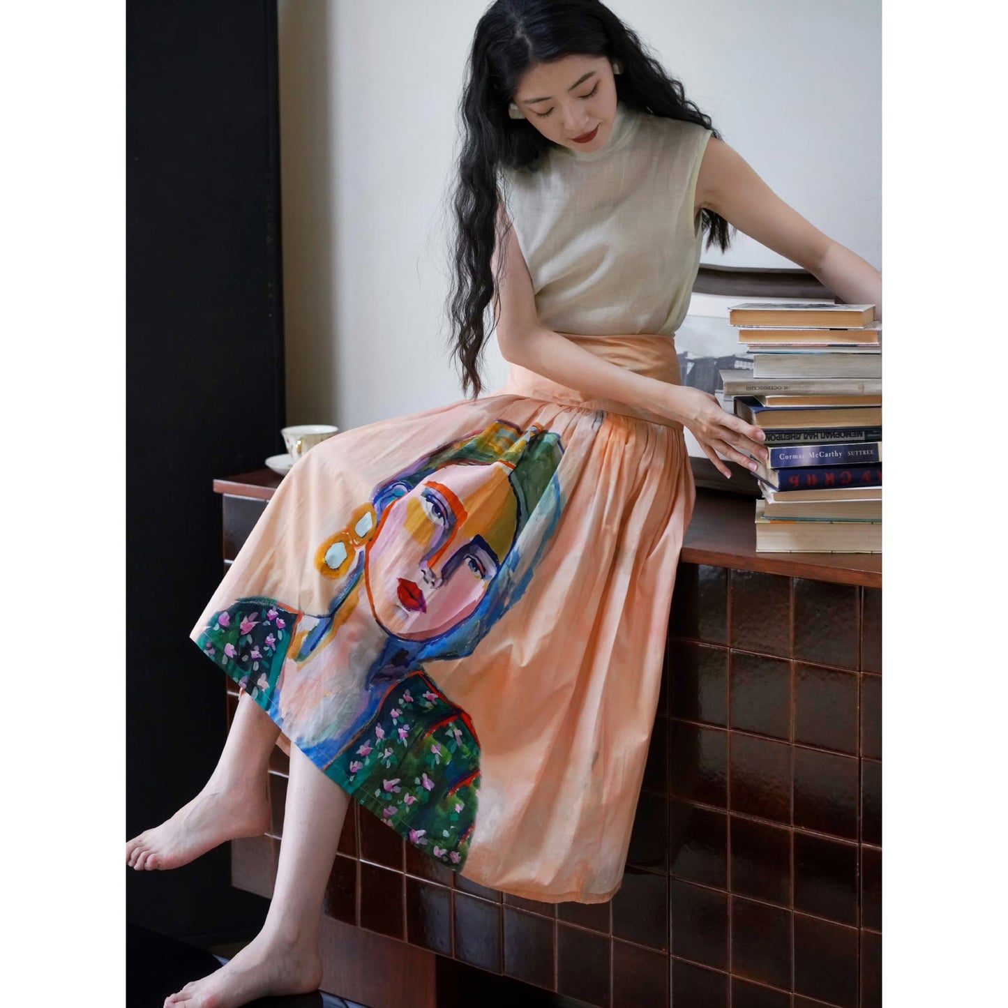 oil painting portrait umbrella skirt