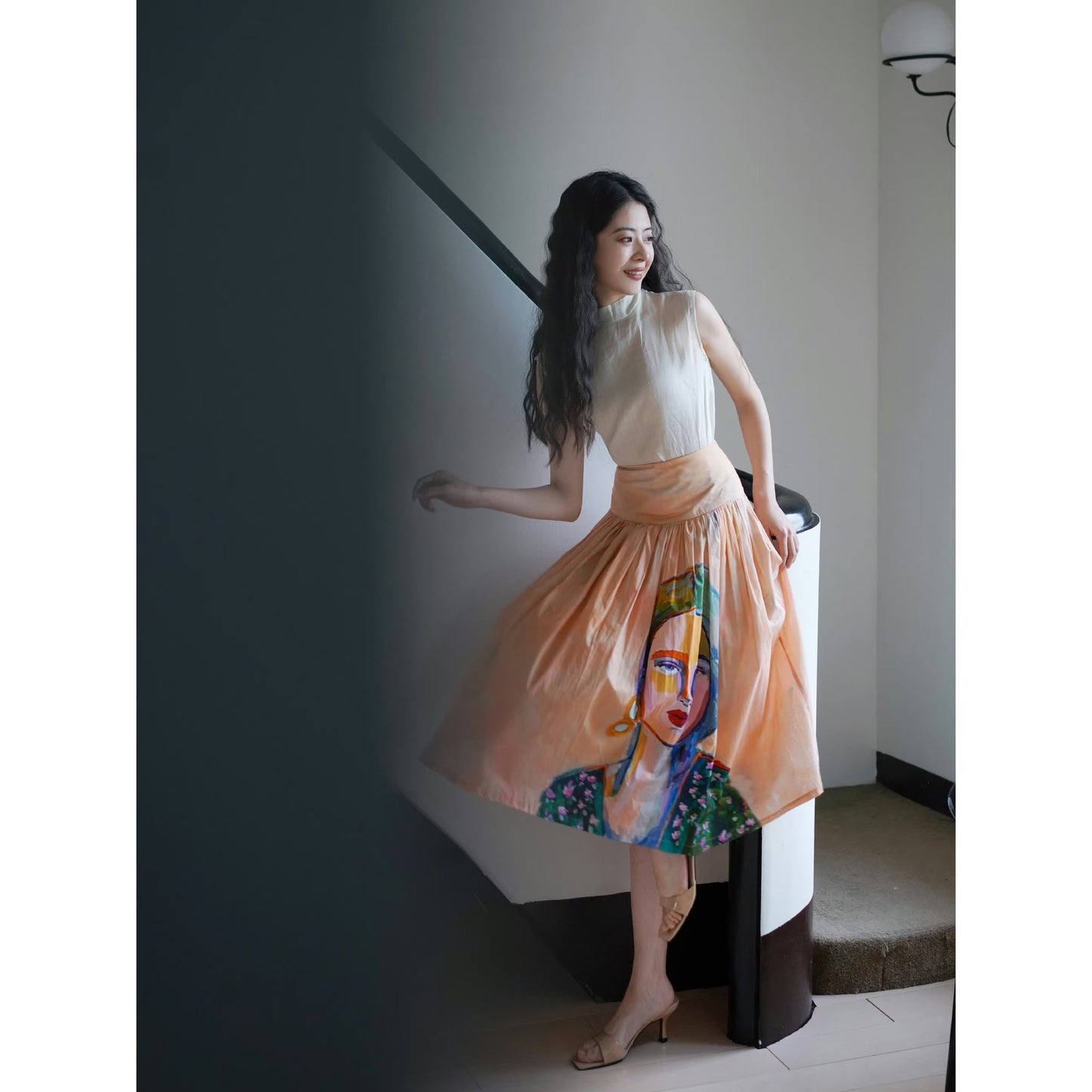 oil painting portrait umbrella skirt