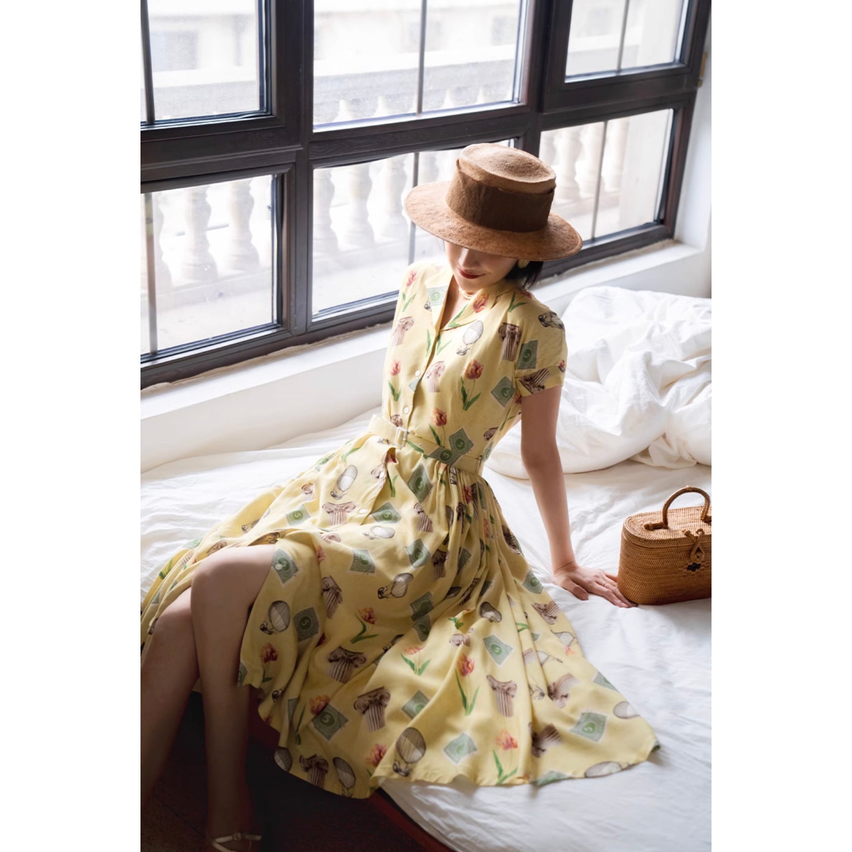 Balloon stamp flower retro dress