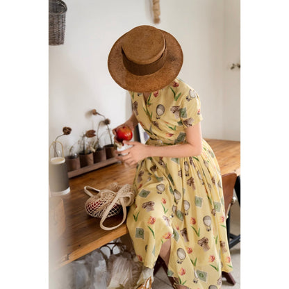 Balloon stamp flower retro dress