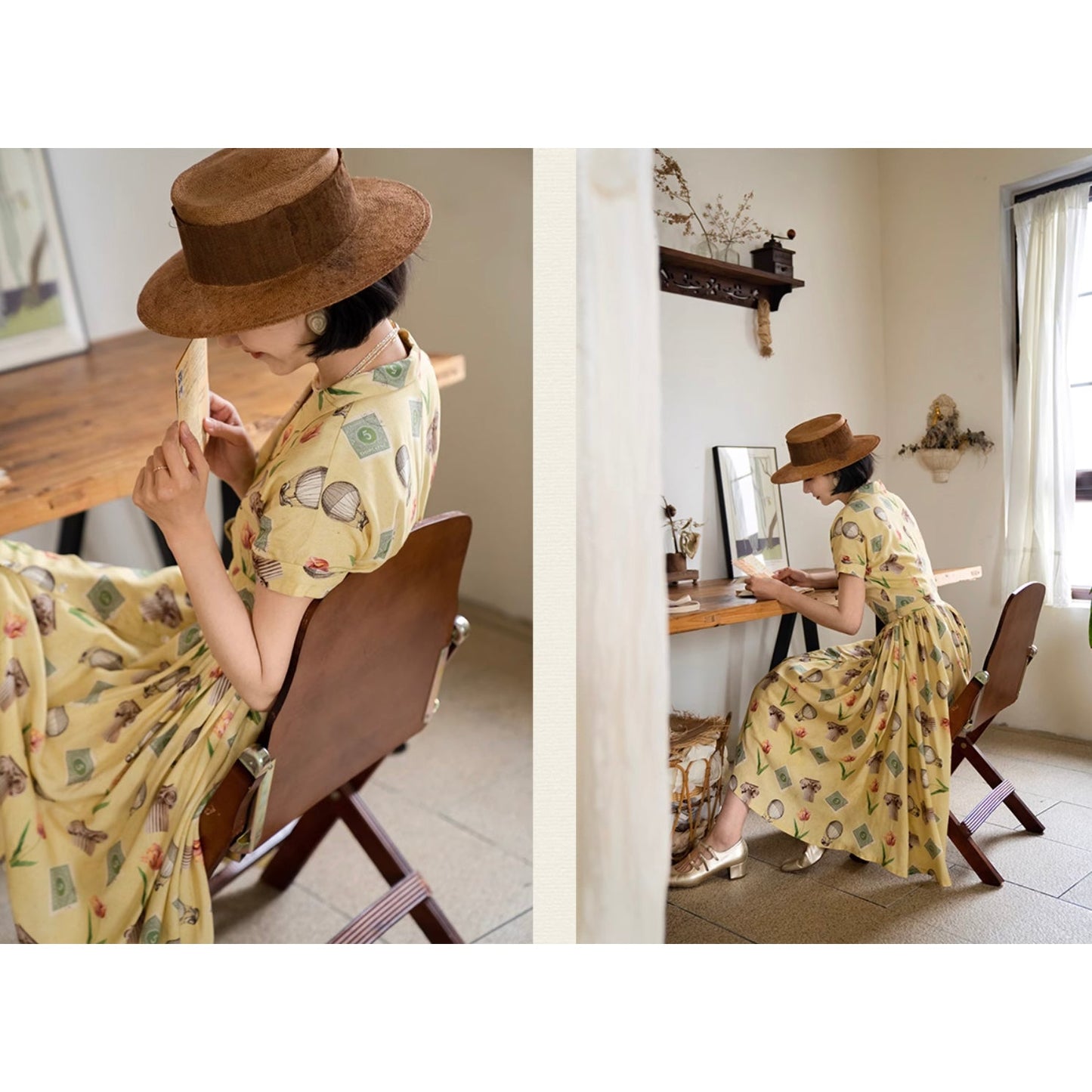 Balloon stamp flower retro dress