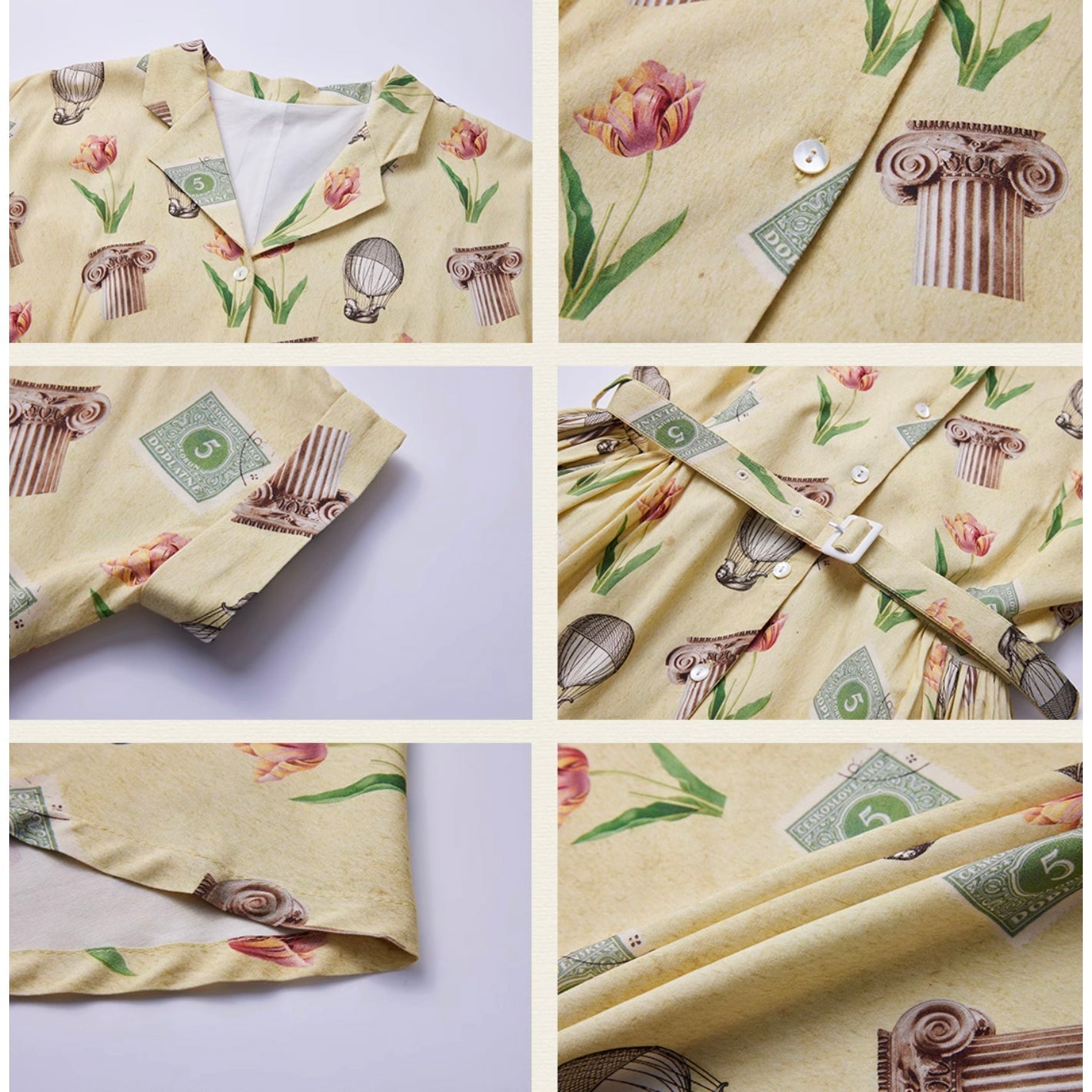 Balloon stamp flower retro dress