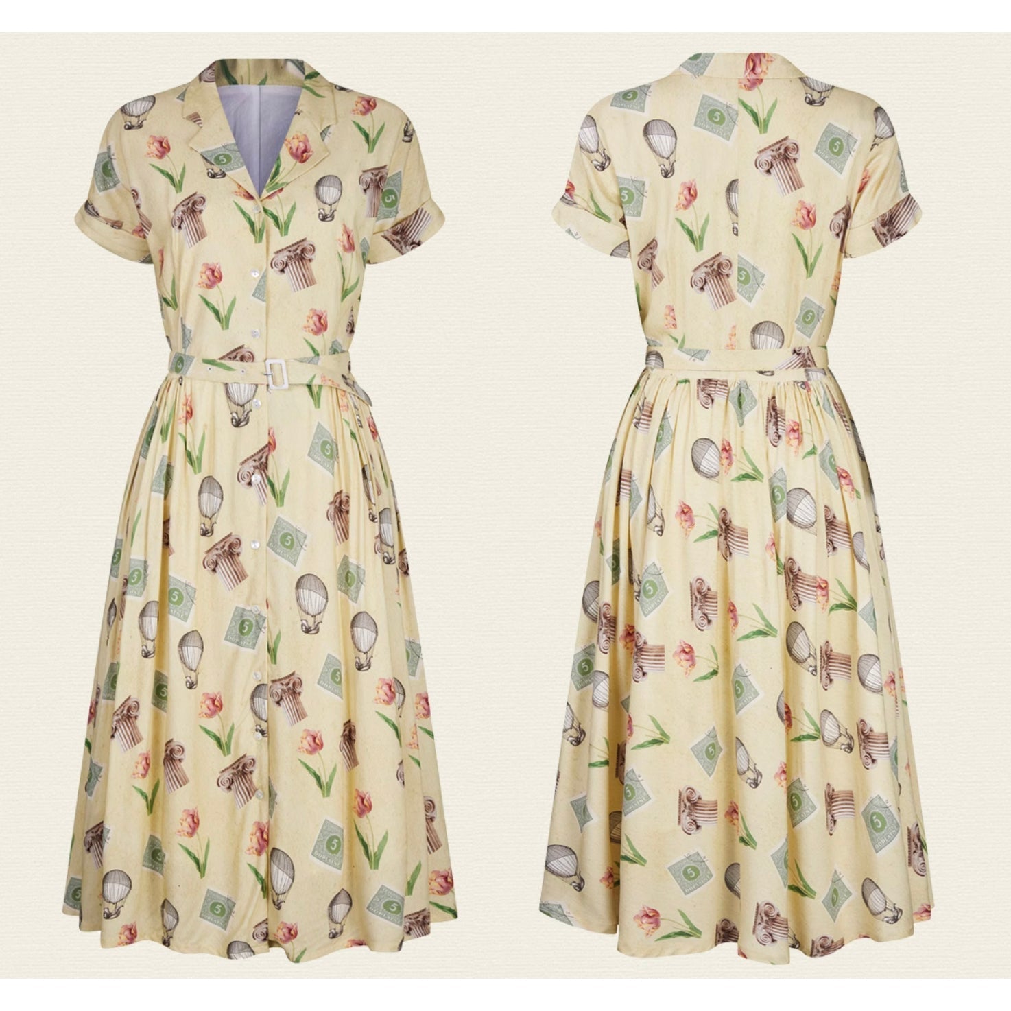 Balloon stamp flower retro dress