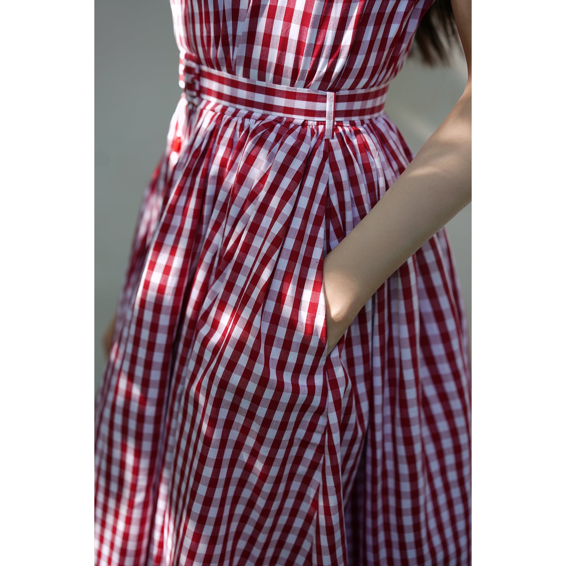 Movie actress plaid retro dress