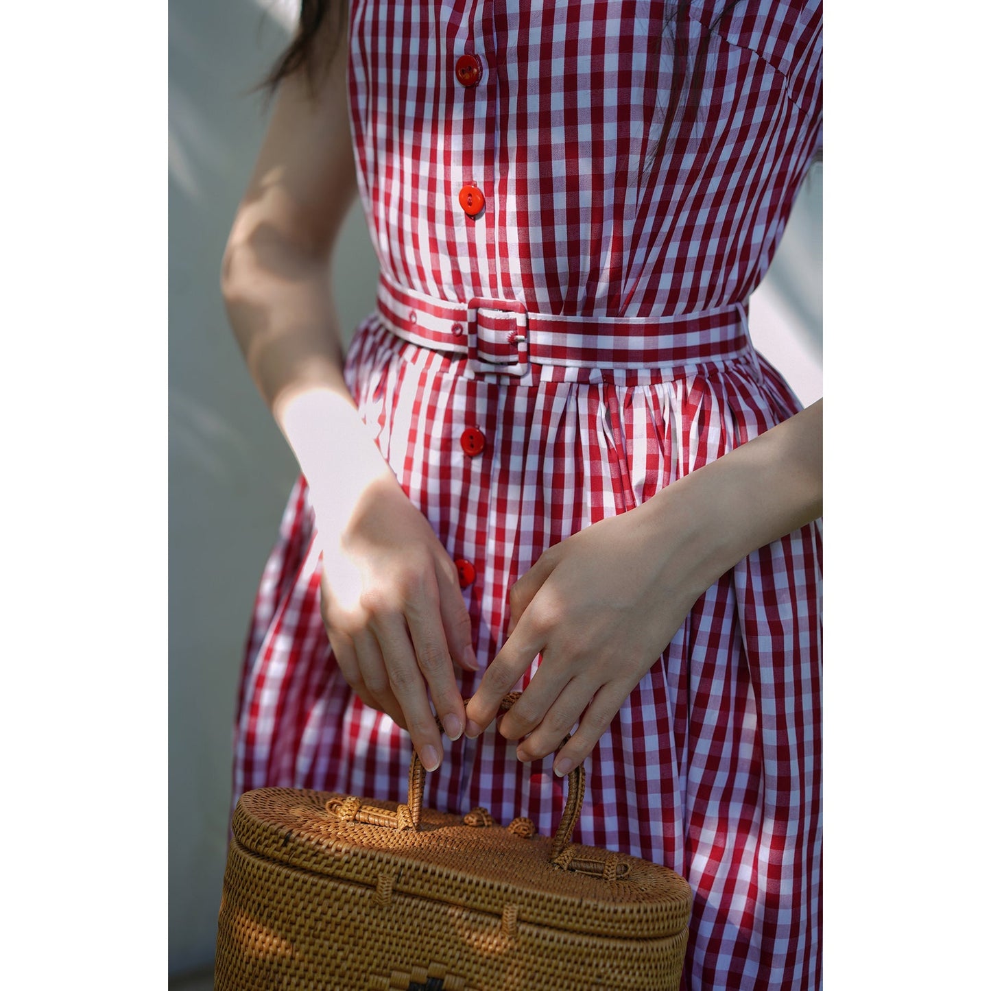 Movie actress plaid retro dress