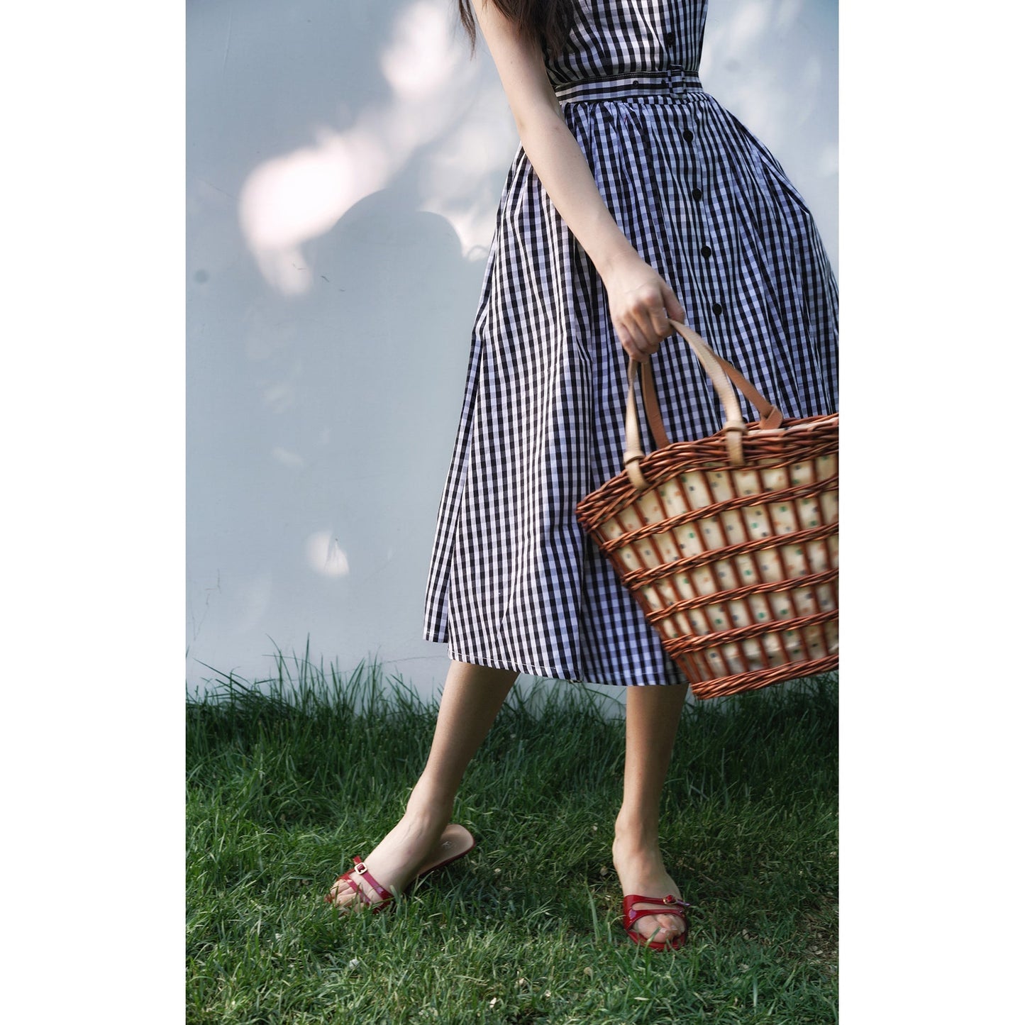 Movie actress plaid retro dress