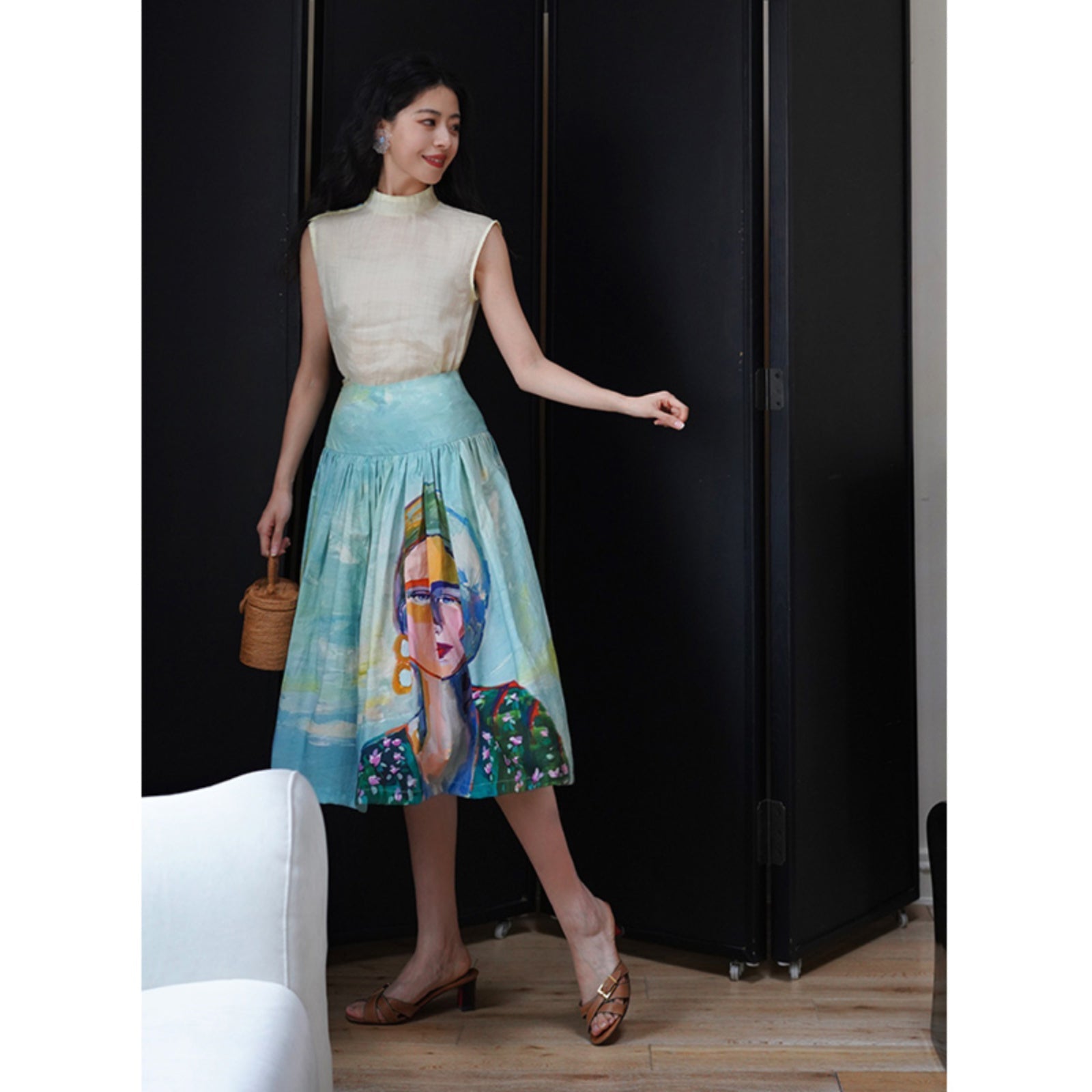 oil painting portrait umbrella skirt