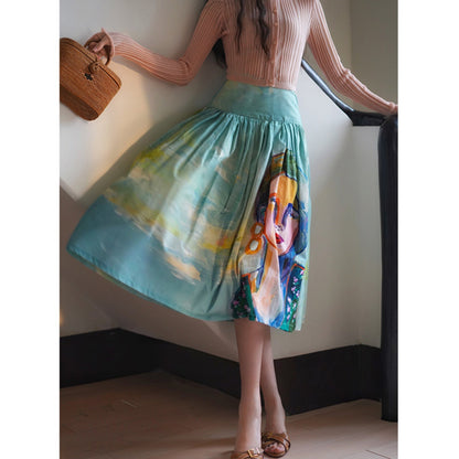 oil painting portrait umbrella skirt