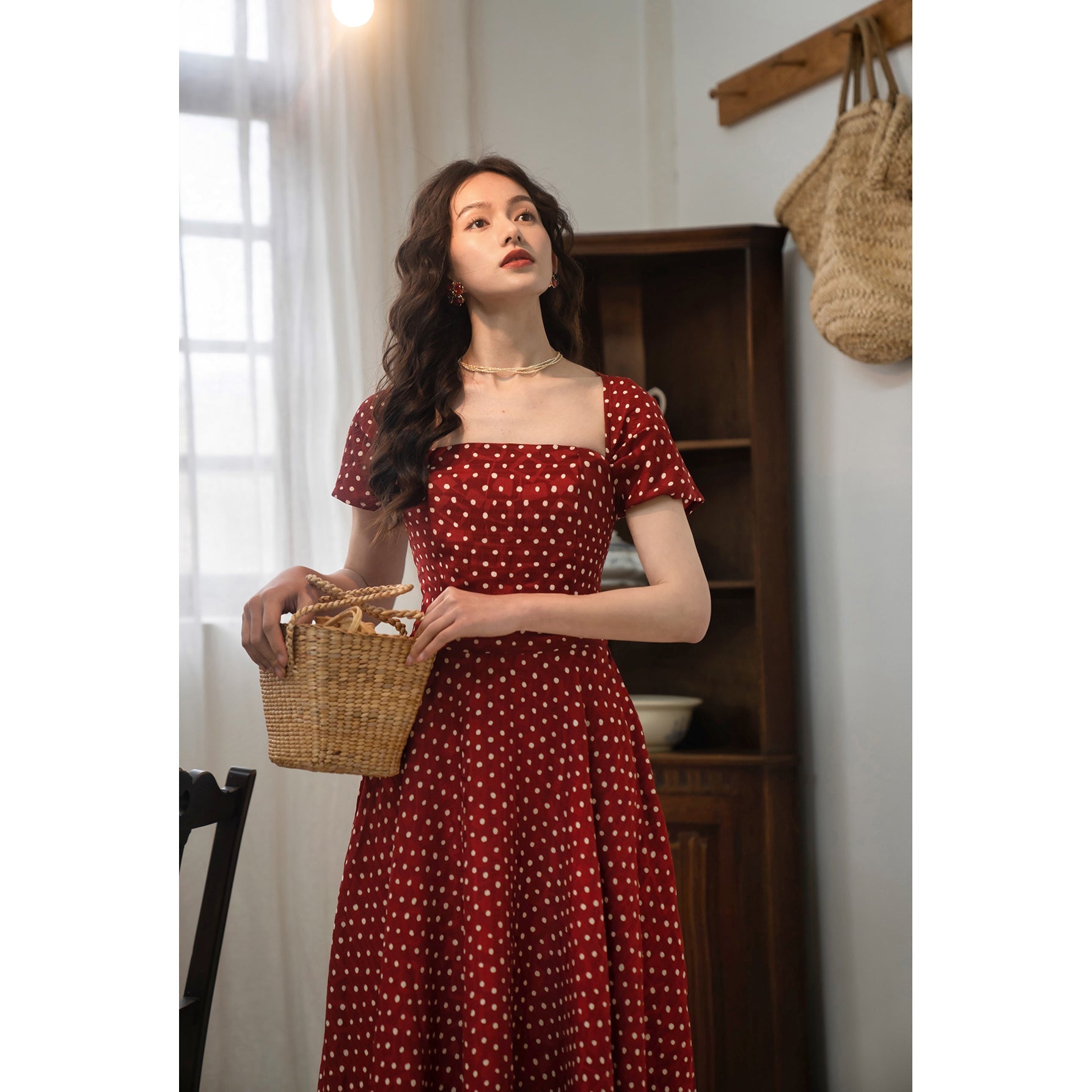 Movie actress' polka dot retro dress