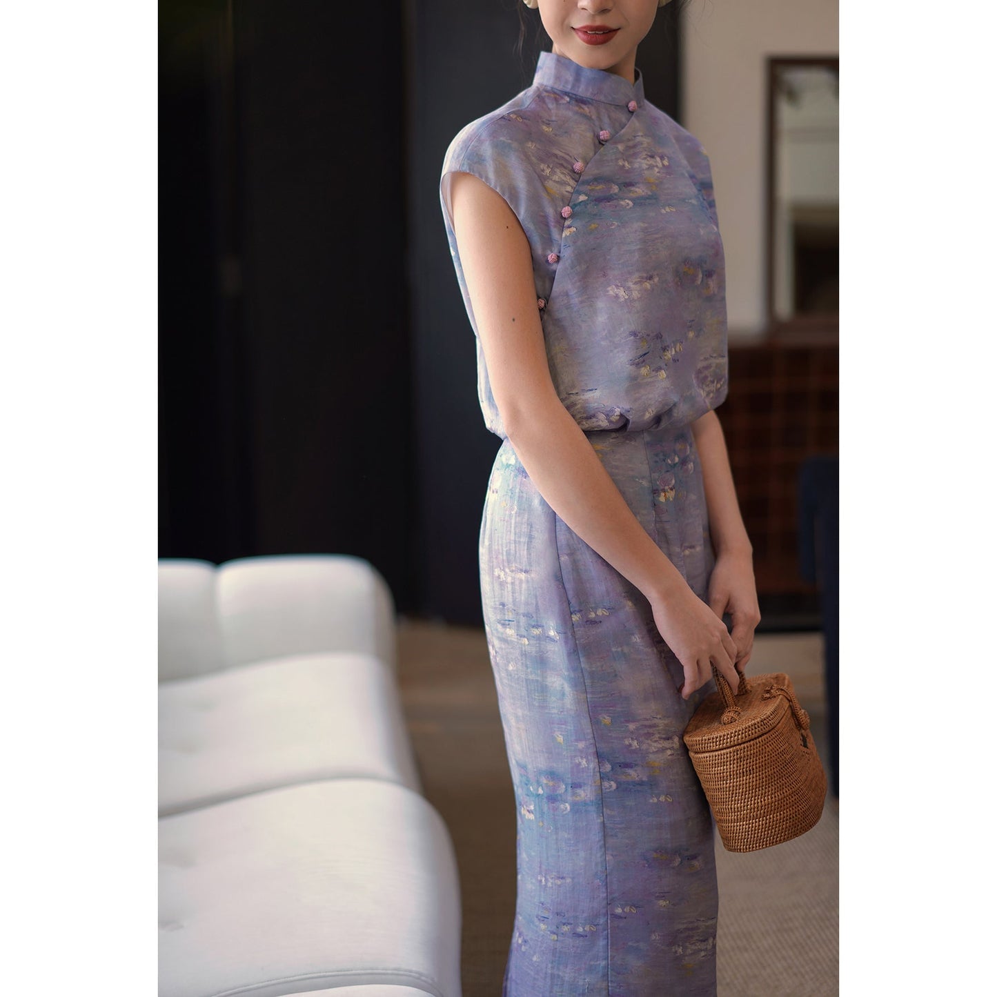 Water lily pond chinese dress