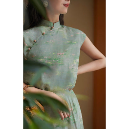 Water lily pond chinese dress