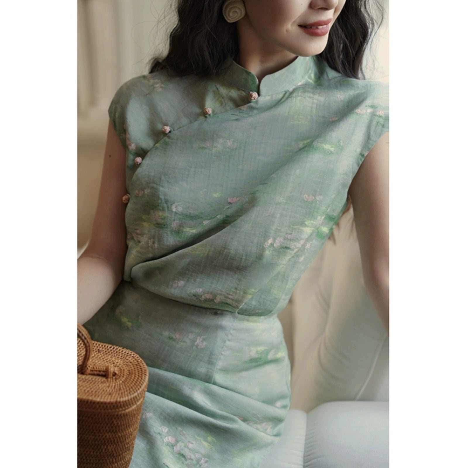 Water lily pond chinese dress