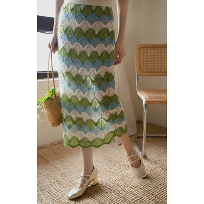 Geometric pattern mohair straight skirt