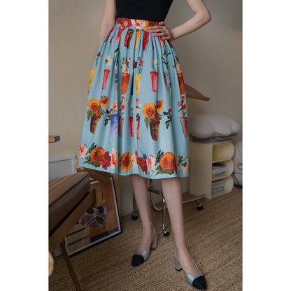 potted flower painting hepburn skirt