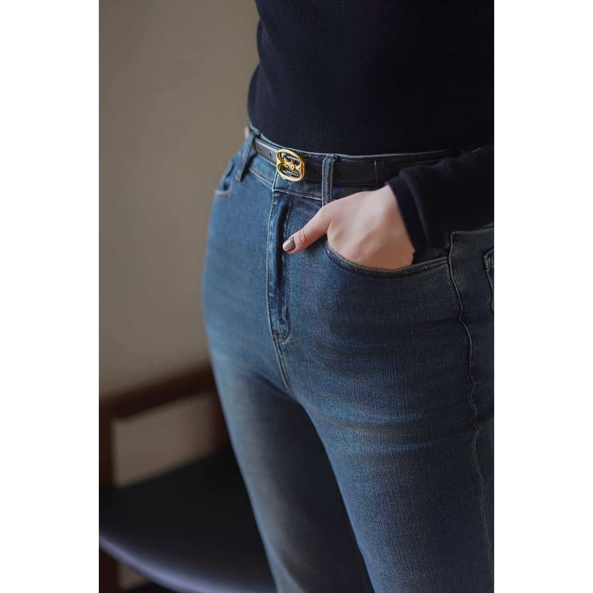 Blue flared skinny stylish denim