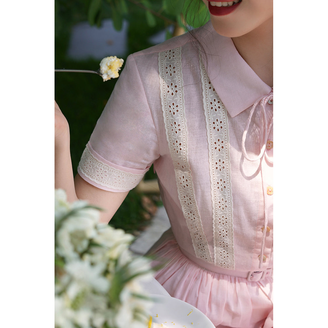 Cherry blossom embroidered Hepburn dress